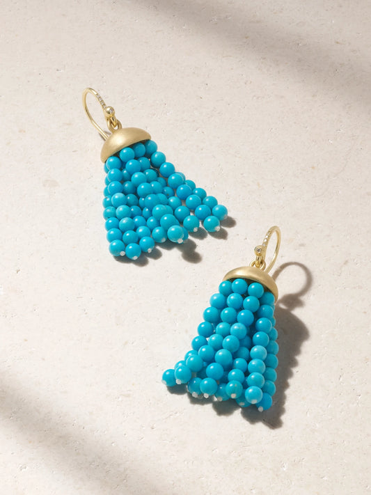 18-karat Gold, Turquoise And Diamond Earrings