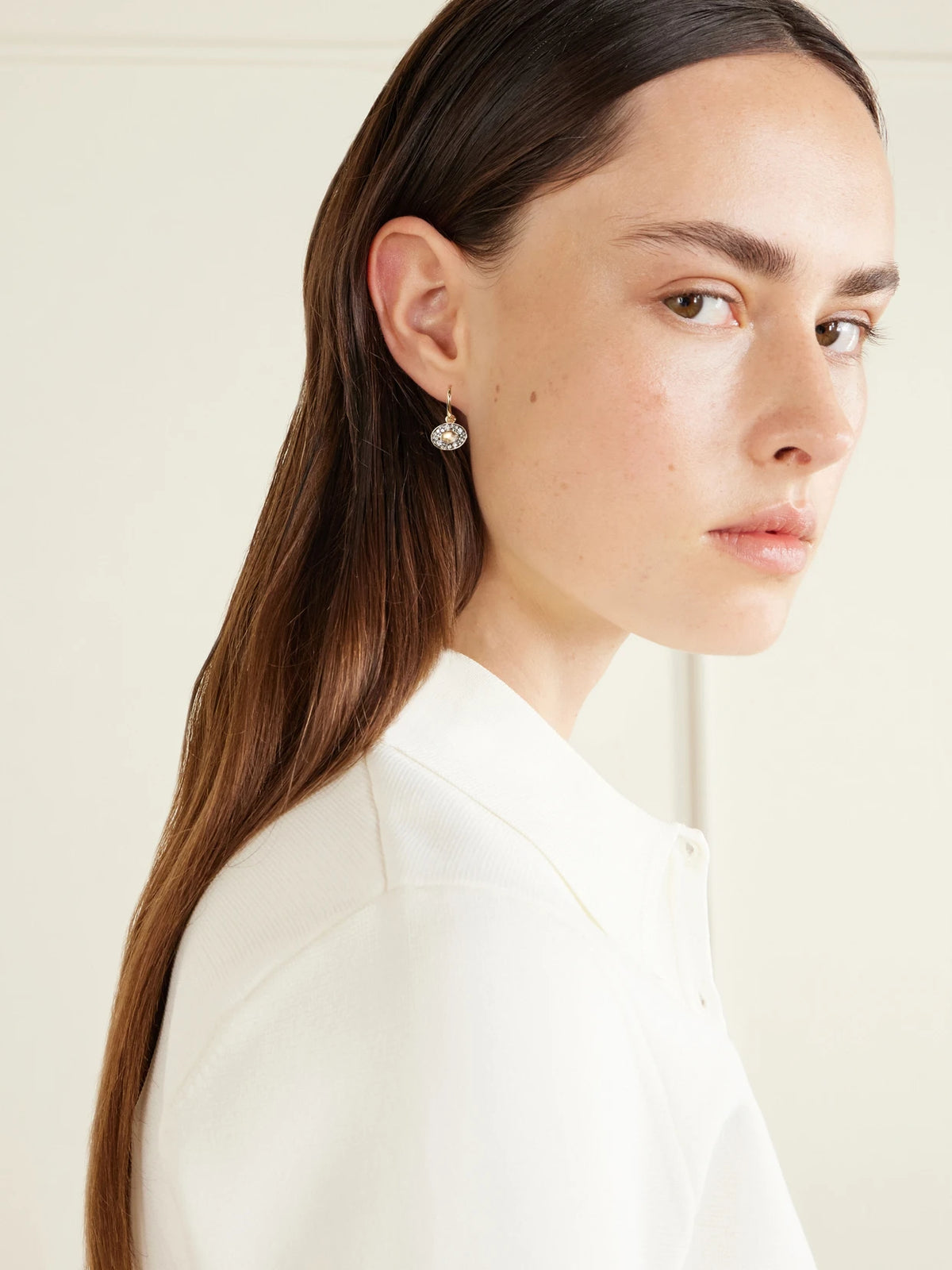 Image of Earrings. Product name - 14-karat Recycled Gold, Rhodium, Diamond And Topaz Hoop Earrings in Multi colour by brand - By Pariah