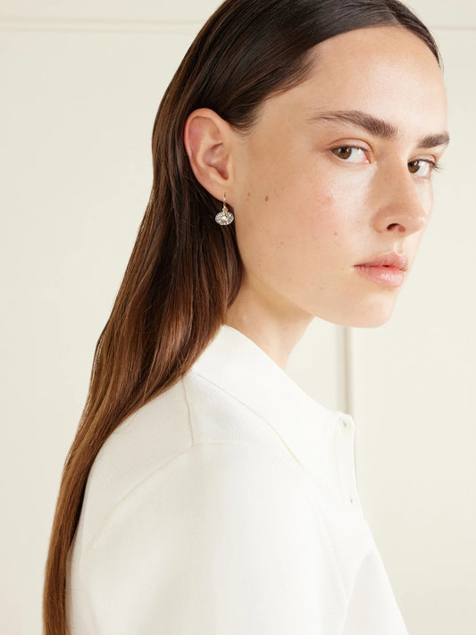 Image of Earrings. Product name - 14-karat Recycled Gold, Rhodium, Diamond And Topaz Hoop Earrings in Multi colour by brand - By Pariah
