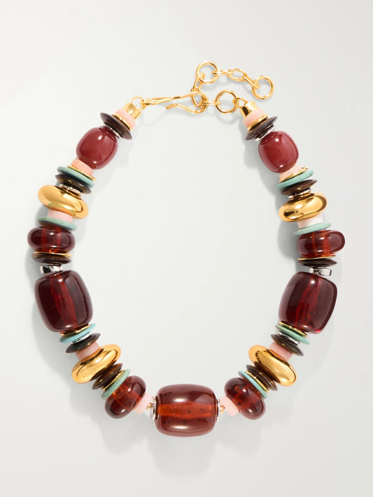 Lizzie Fortunato Carmine Gold-tone Beaded Necklace