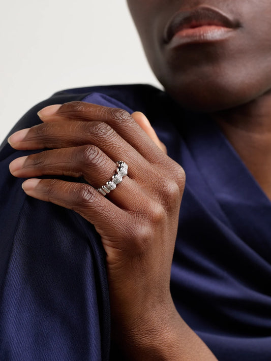 Image of Rings. Product name - The Atom 18-karat White Gold Ring in Silver colour by brand - L'Atelier Nawbar