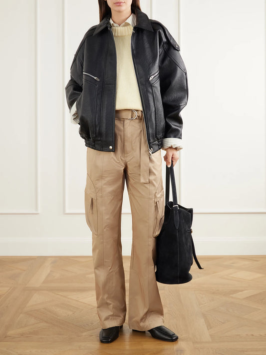 Image of Coats & Jackets. Product name - Hudson Glossed Biker Jacket in Black colour by brand - The Frankie Shop