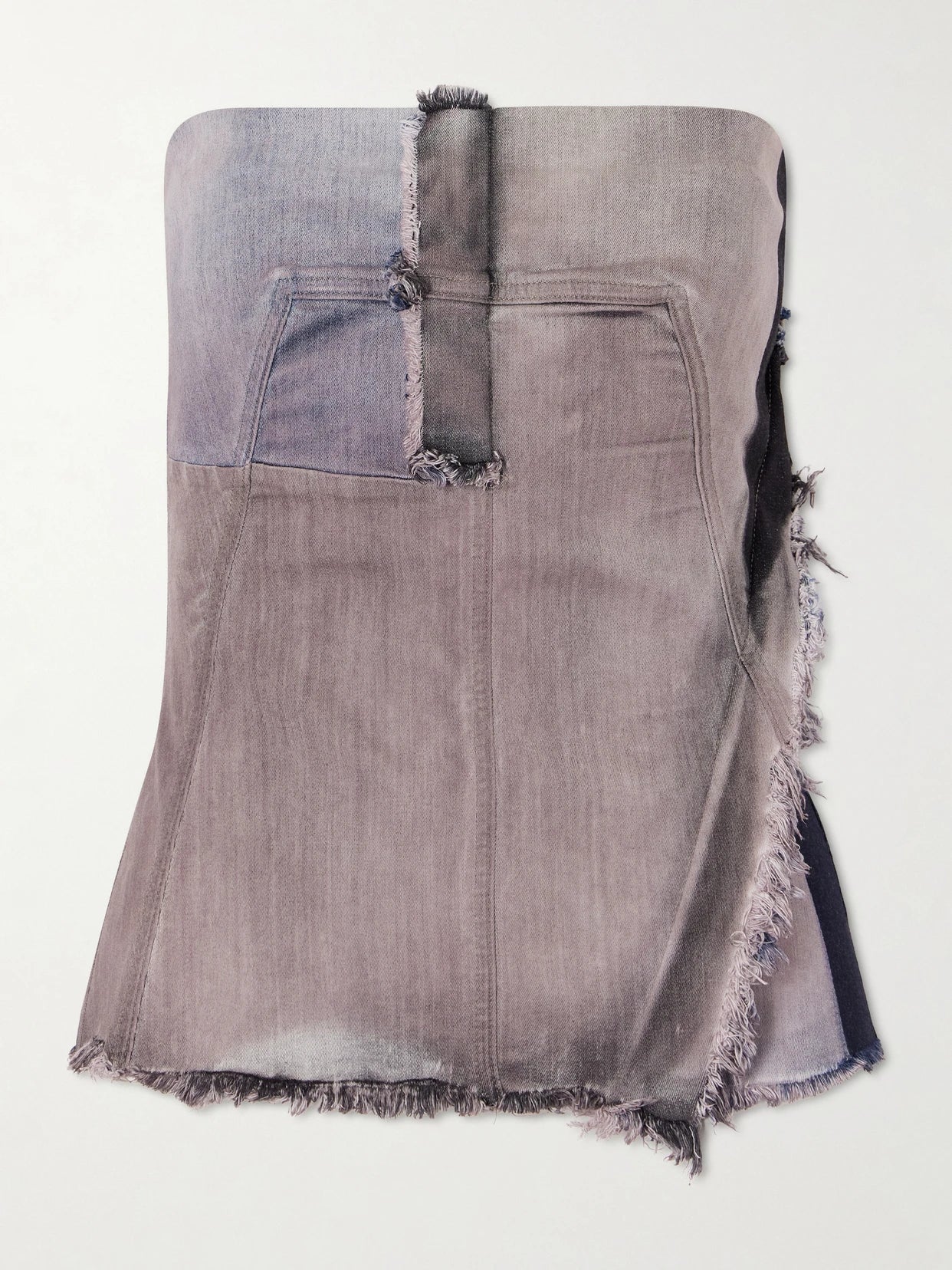 Frayed Denim Bustier Top