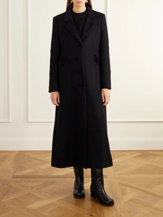 DESTREE Maria Velvet-trimmed Wool-felt Coat