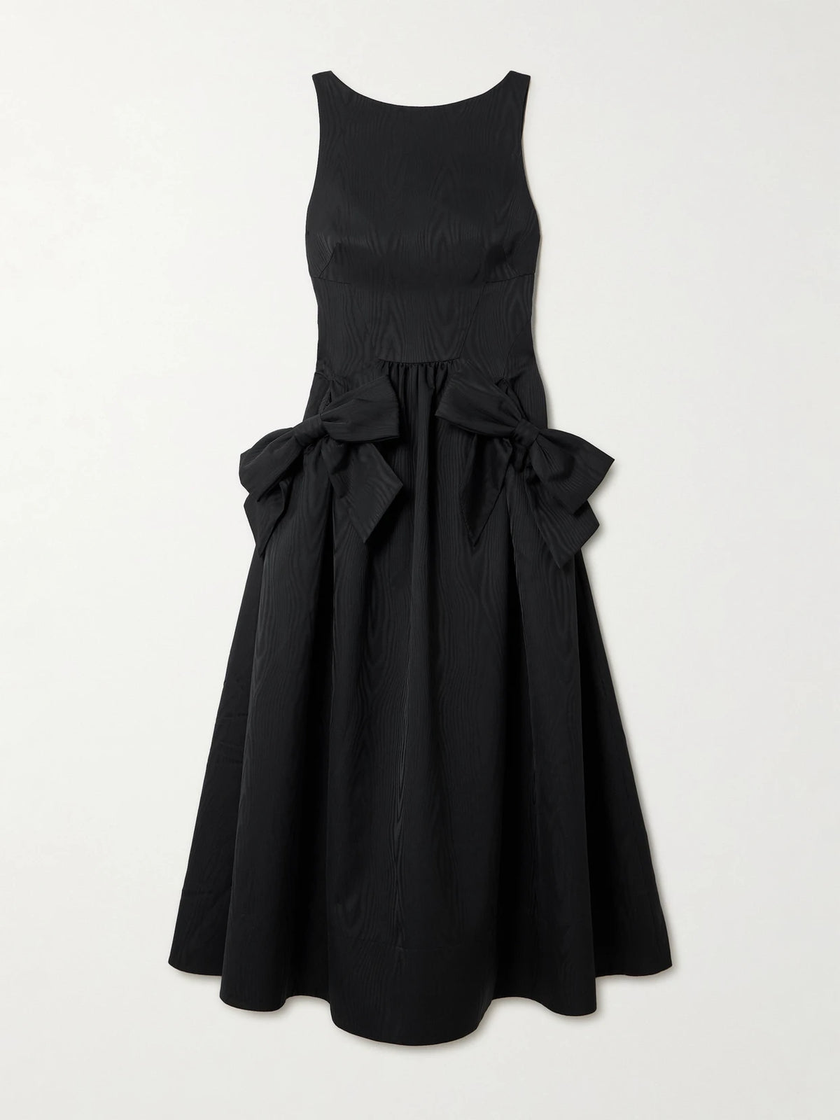 Rebecca Vallance Narcissa Bow-embellished Gathered Moire Midi Dress