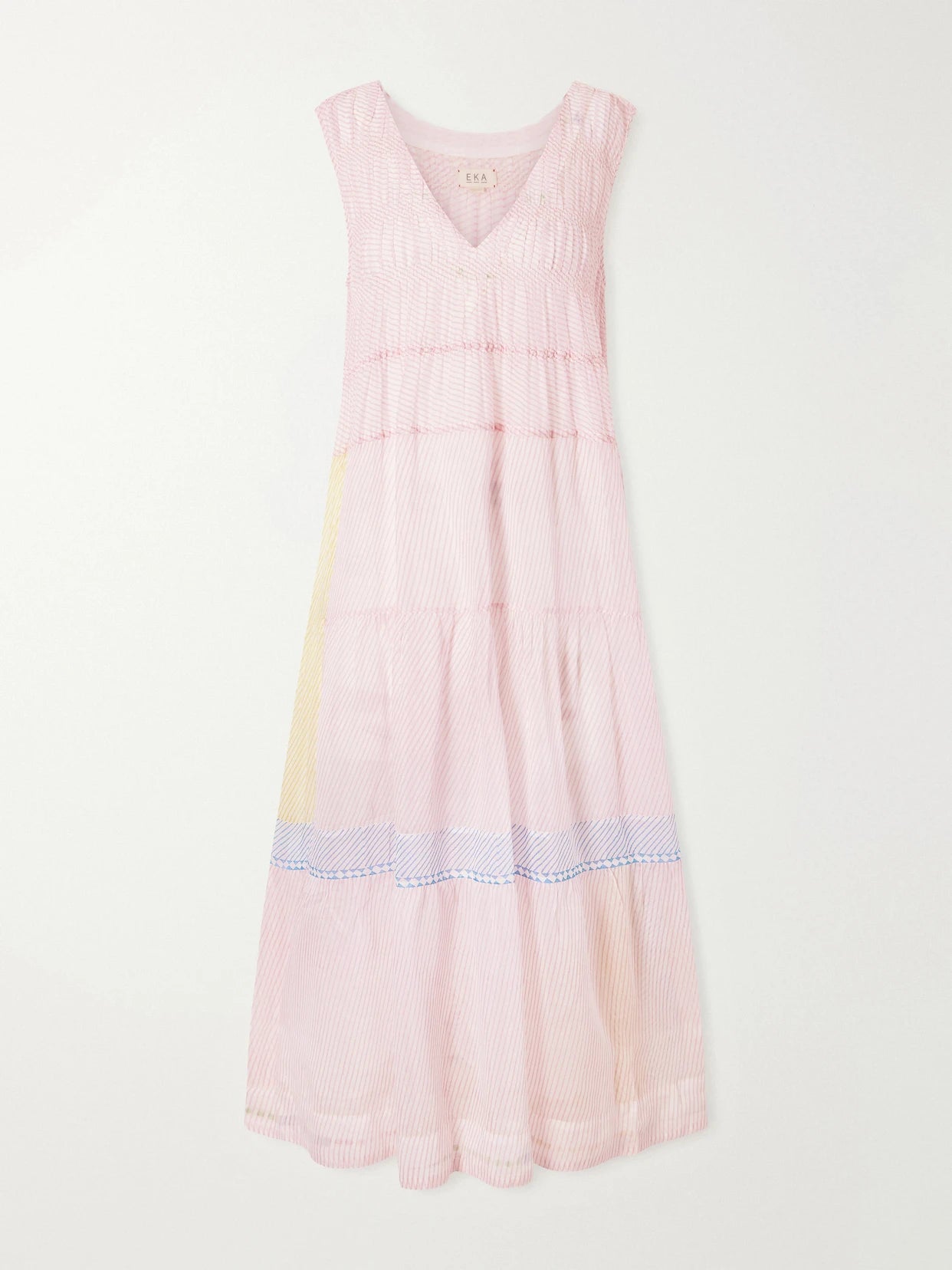 Ember Tie-detailed Striped Cotton Silk Dress