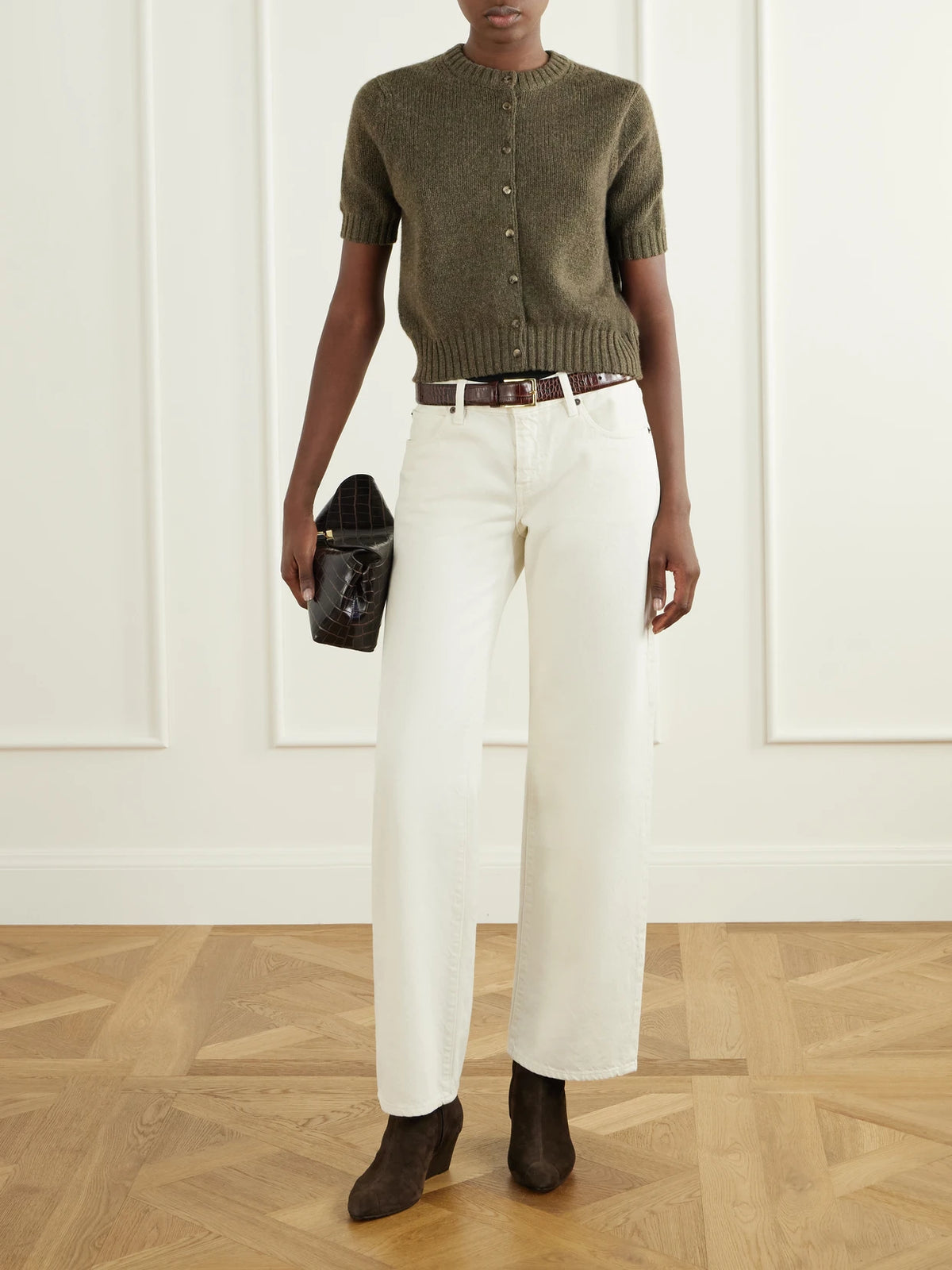 Image of Boots. Product name - Mia Cap 55 Wedge Suede Ankle Boots in Chocolate colour by brand - Aeyde