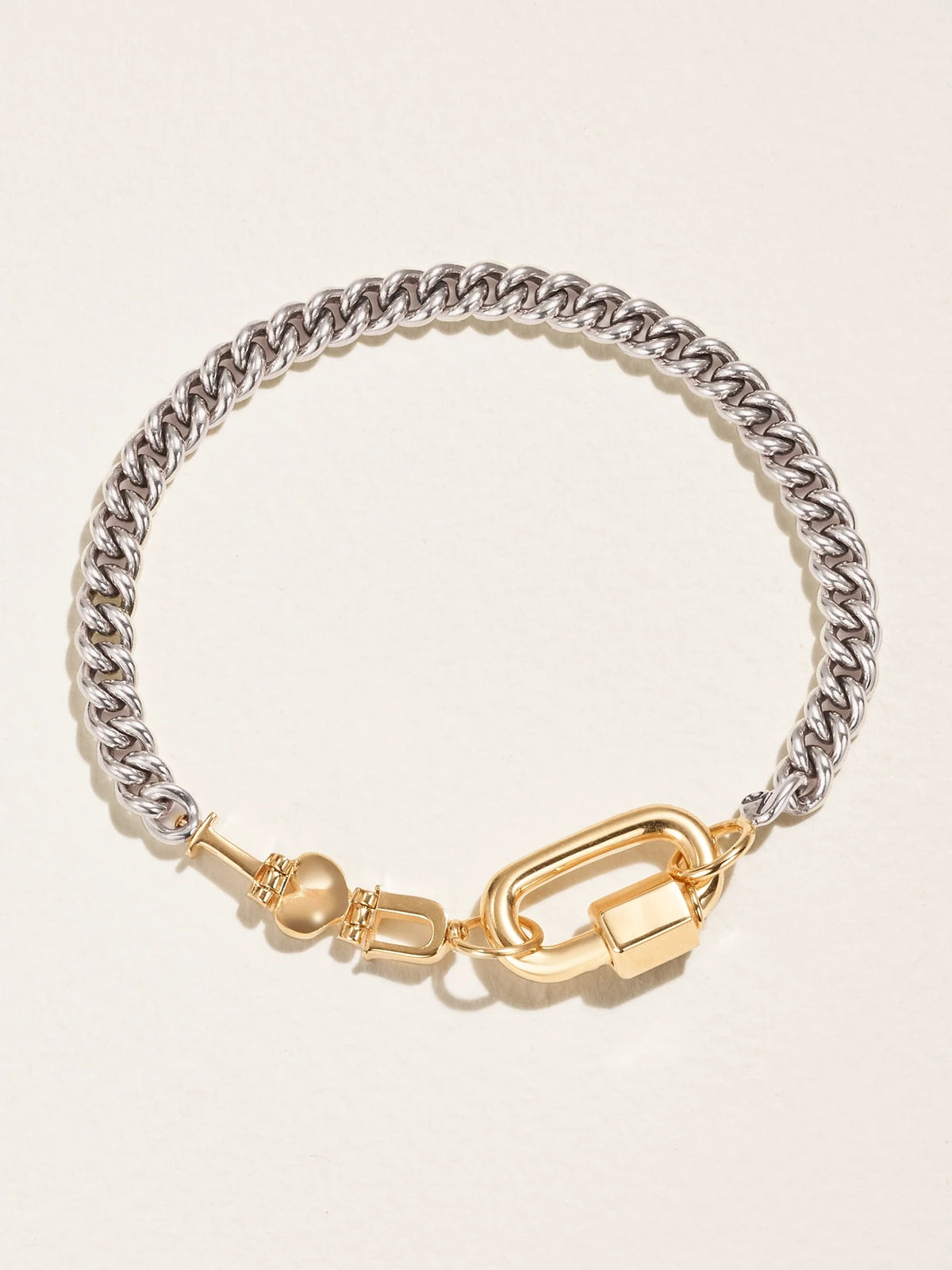 Curb Talking + Chubby Babylock Silver And 14-karat Yellow Gold Bracelet