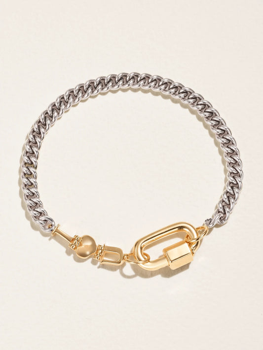 Curb Talking + Chubby Babylock Silver And 14-karat Yellow Gold Bracelet