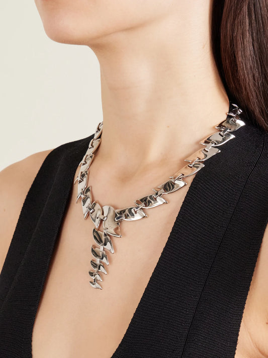 Image of Necklaces. Product name - Leaf Silver-tone Necklace in Multi colour by brand - KHAITE