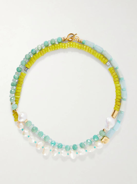 Cabana Gold-plated Multi-stone, Glass And Pearl Beaded Necklace