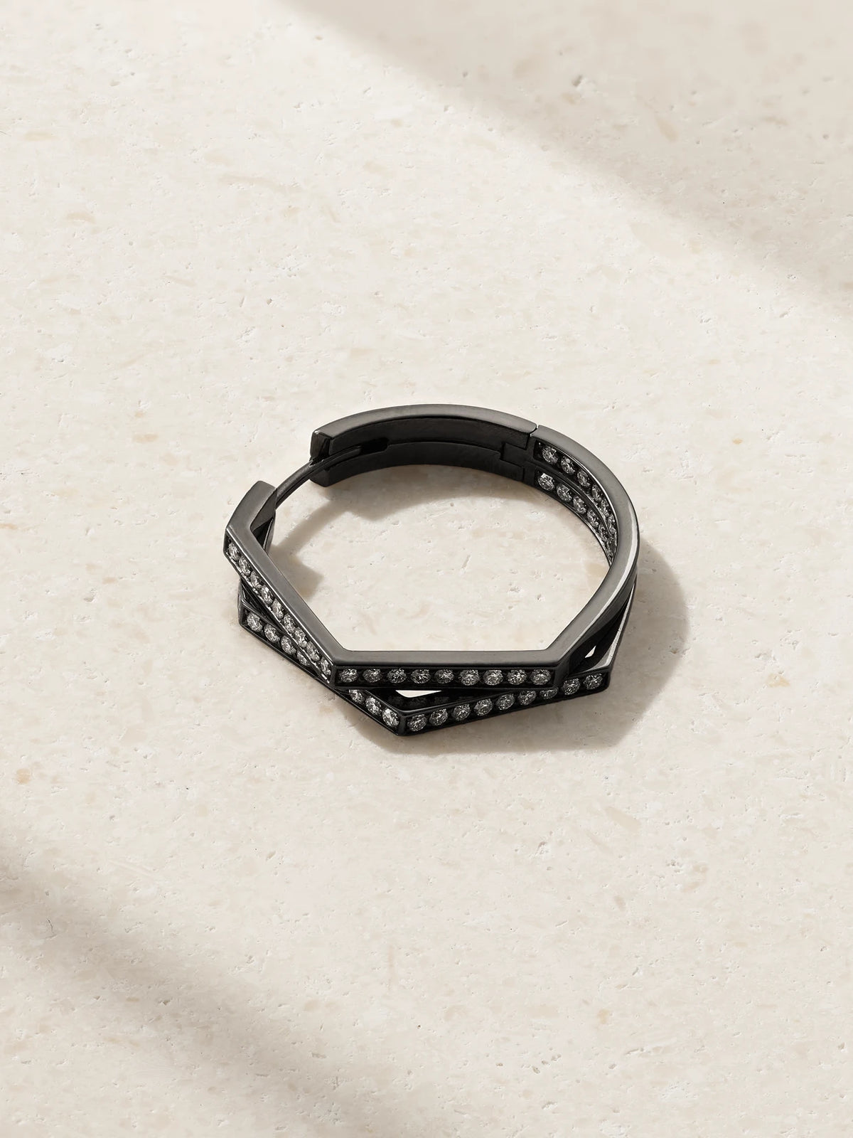 Antifer Medium 18-karat Blackened Gold Diamond Single Hoop Earring