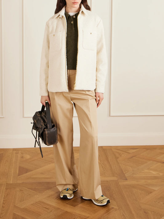 Image of Coats & Jackets. Product name - Appliquéd Quilted Shell And Tweed Down Jacket in Beige colour by brand - Moncler
