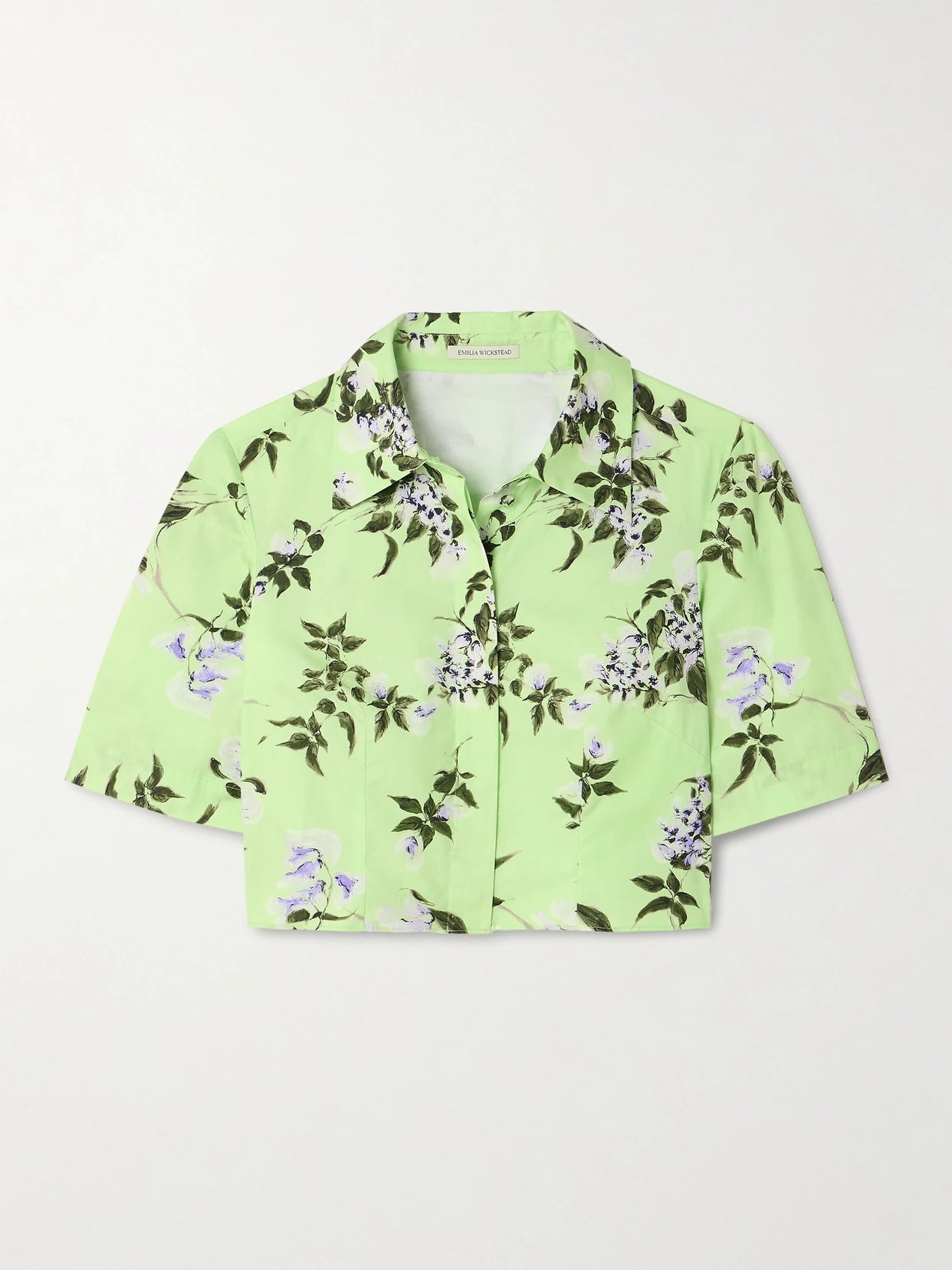 Natalie Cropped Floral-print Cotton-poplin Shirt