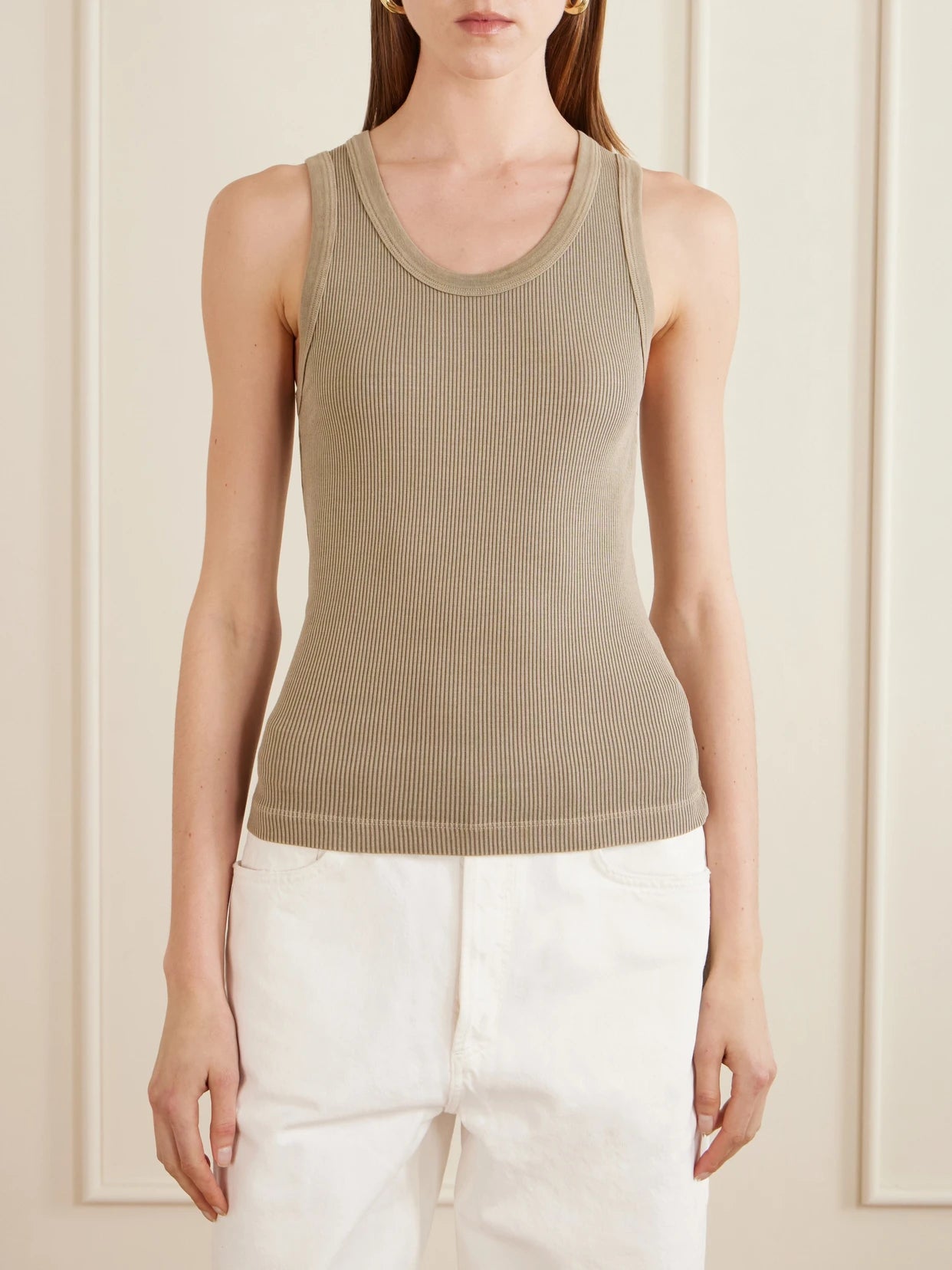 Poppy Ribbed Stretch Organic Cotton And Tencel-blend Jersey Tank