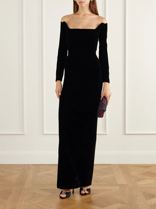 Image of Dresses. Product name - Birch Velvet Gown in Black colour by brand - Emilia Wickstead
