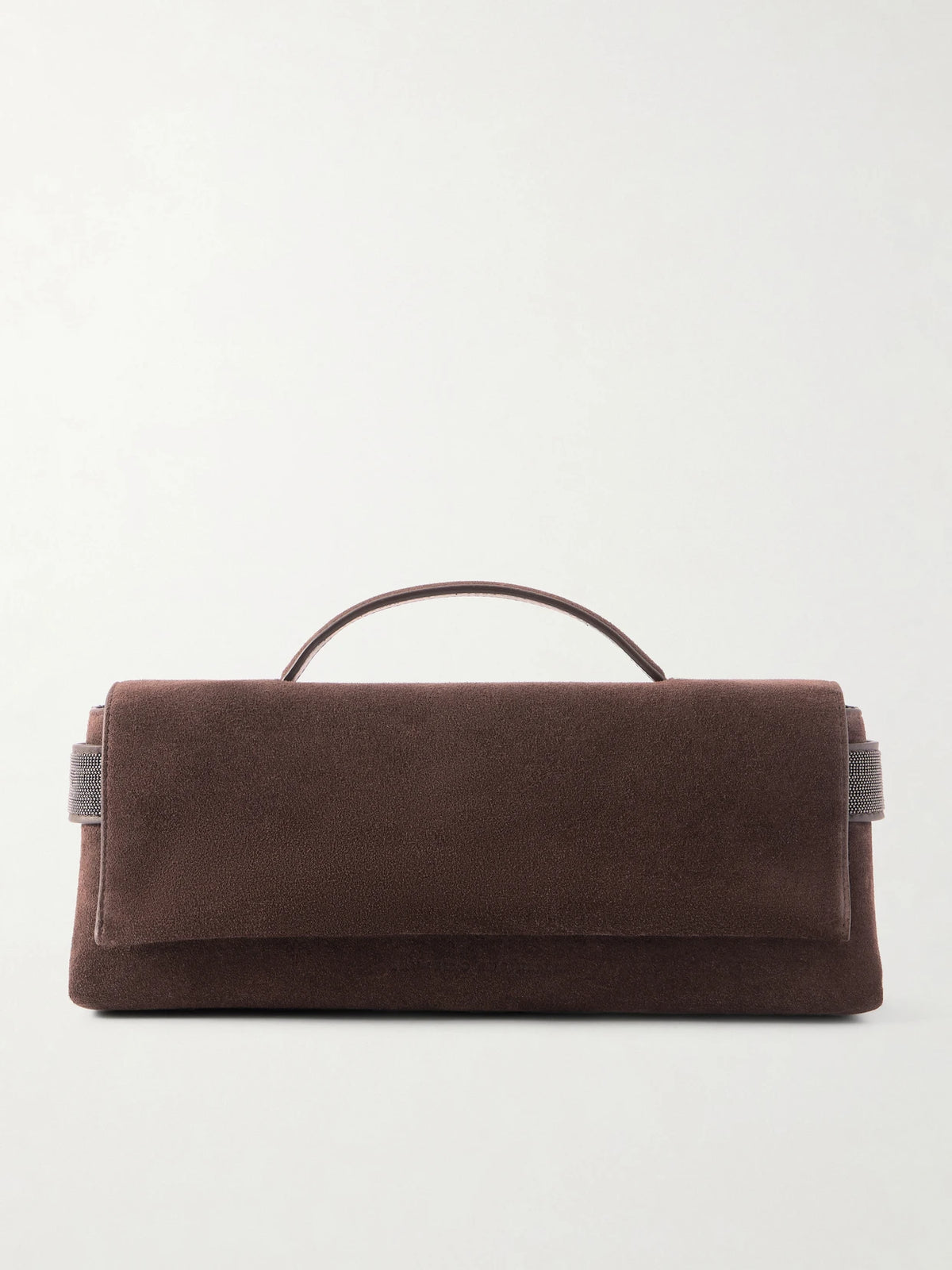 Bead-detailed Suede Clutch