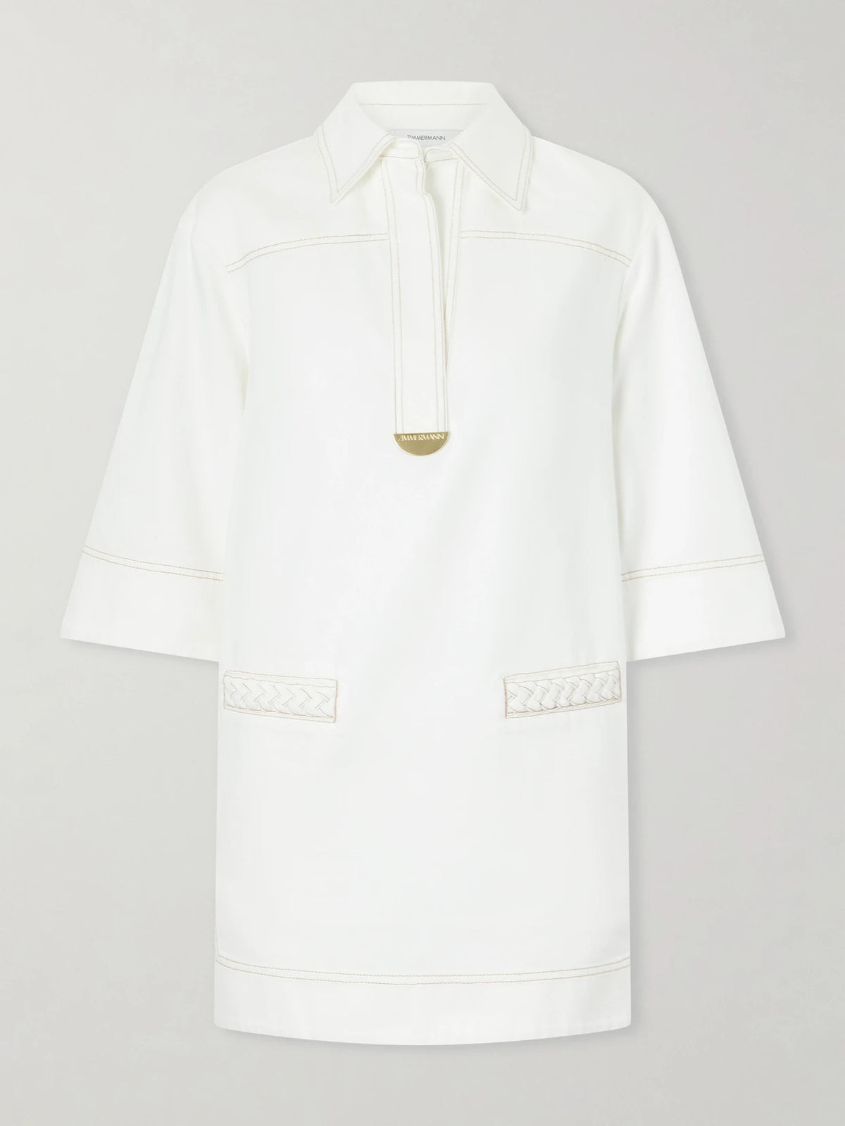 Zimmermann Roselight Paneled Denim Mini Dress