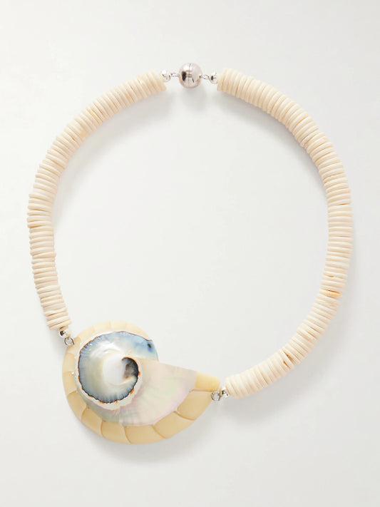Exclusive Odessa Silver-tone Shell Beaded Necklace