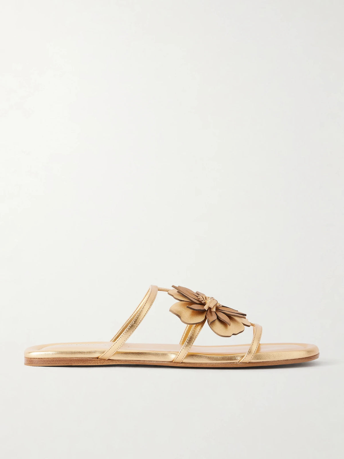 Embellished Metallic Leather Sandals