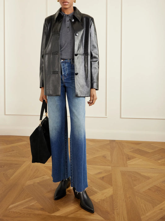 Image of Boots. Product name - Wylie Dover 45 Glossed-leather Chelsea Boots in Black colour by brand - Gianvito Rossi