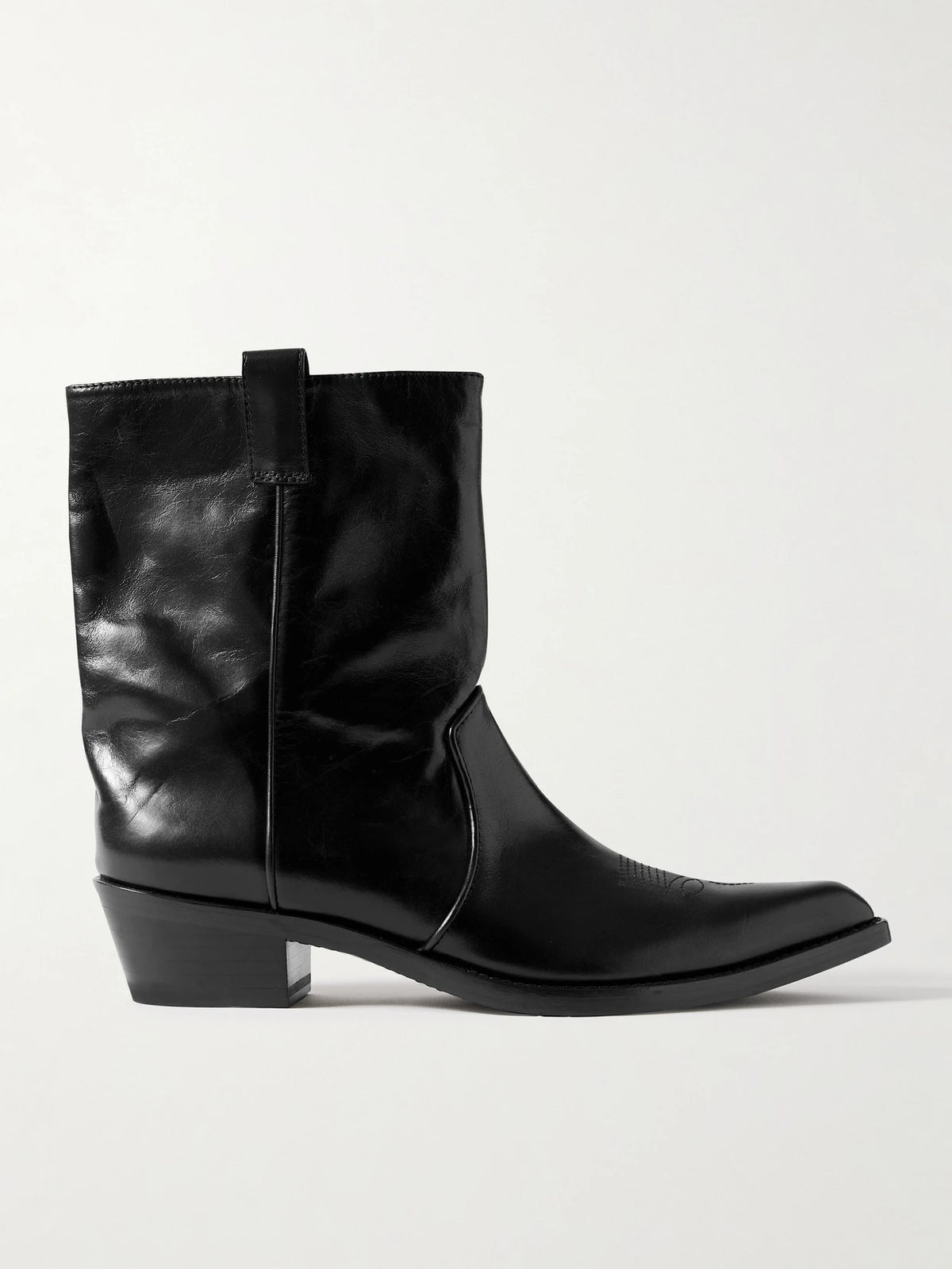 Clive Embroidered Leather Ankle Boots