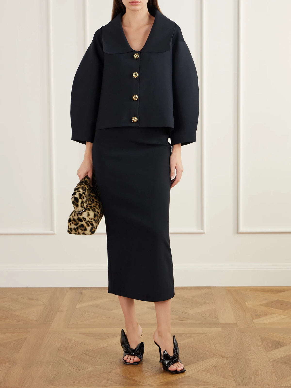 Givenchy Pinch Leopard-print Shearling Clutch