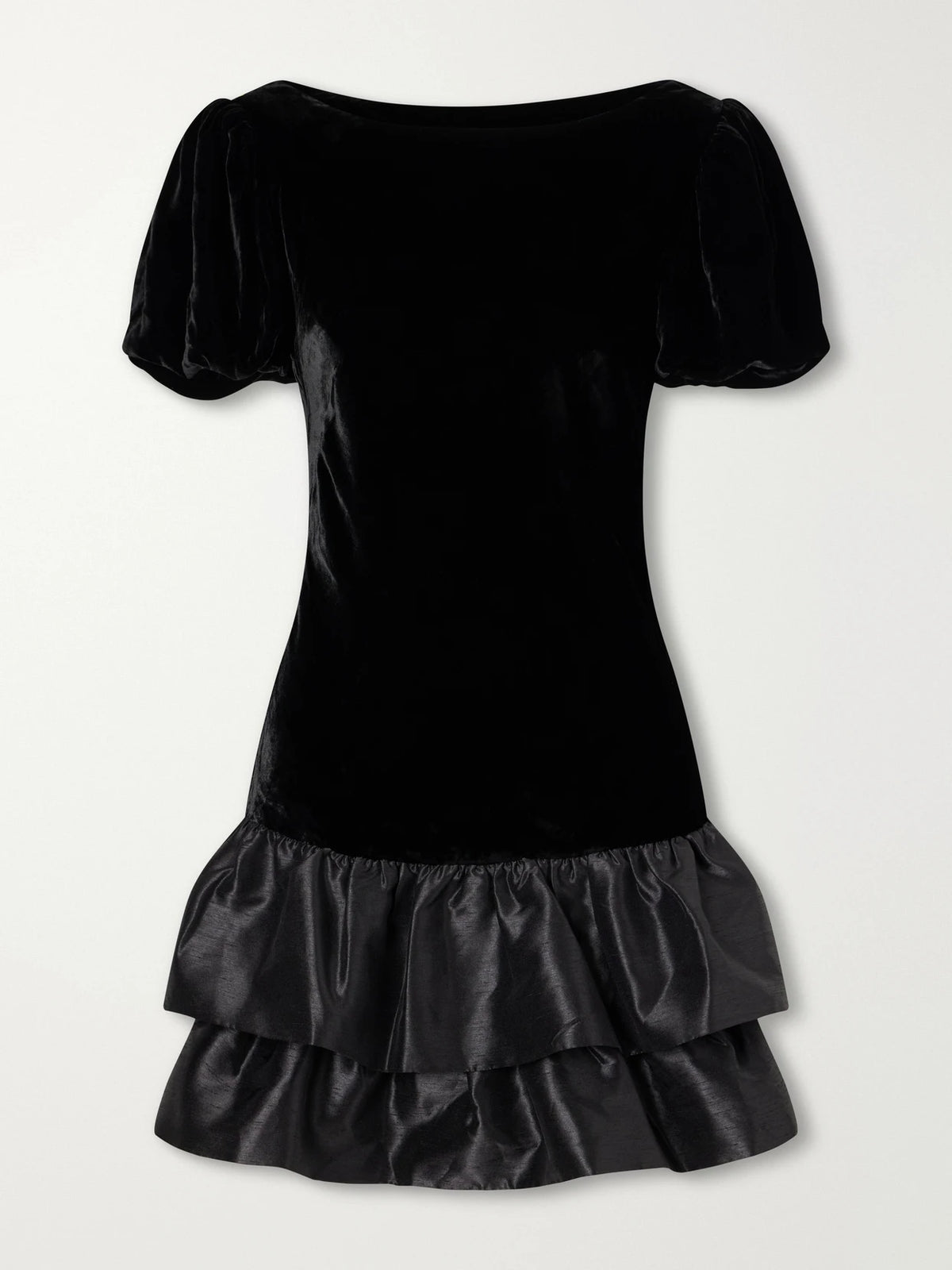 RIXO Anabella Ruffled Velvet And Satin Mini Dress