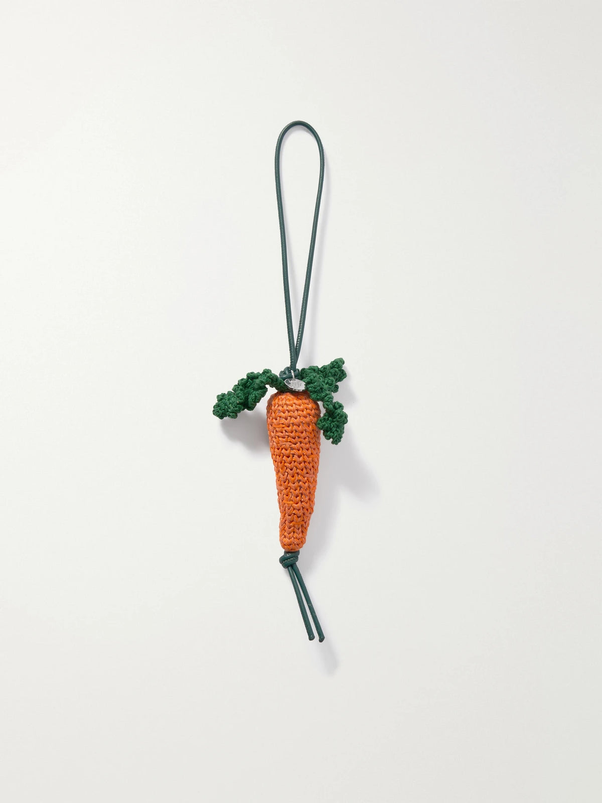 Carrot Crocheted Cotton And Leather Bag Charm