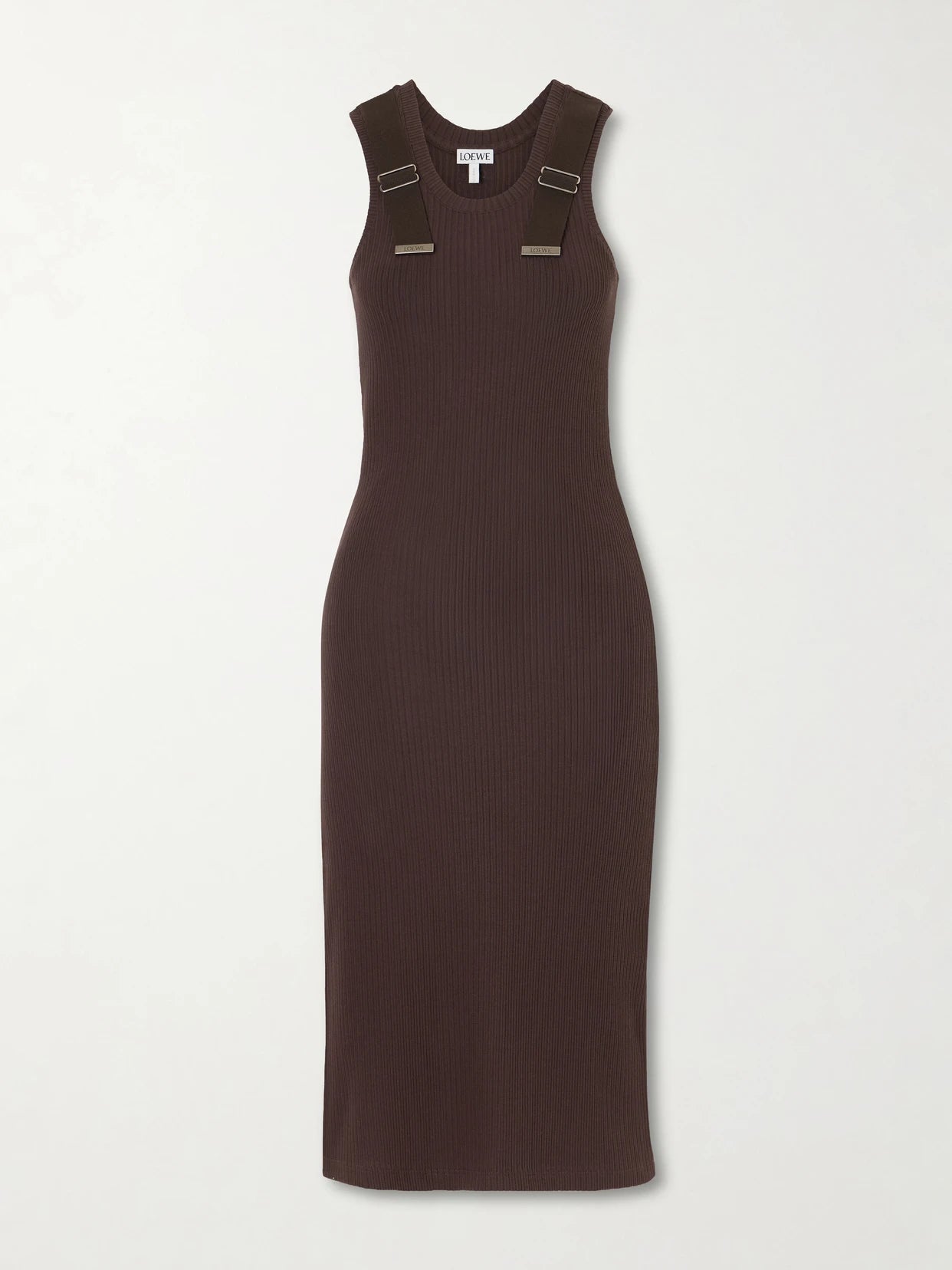 Embellished Ribbed Stretch-cotton Midi Dress