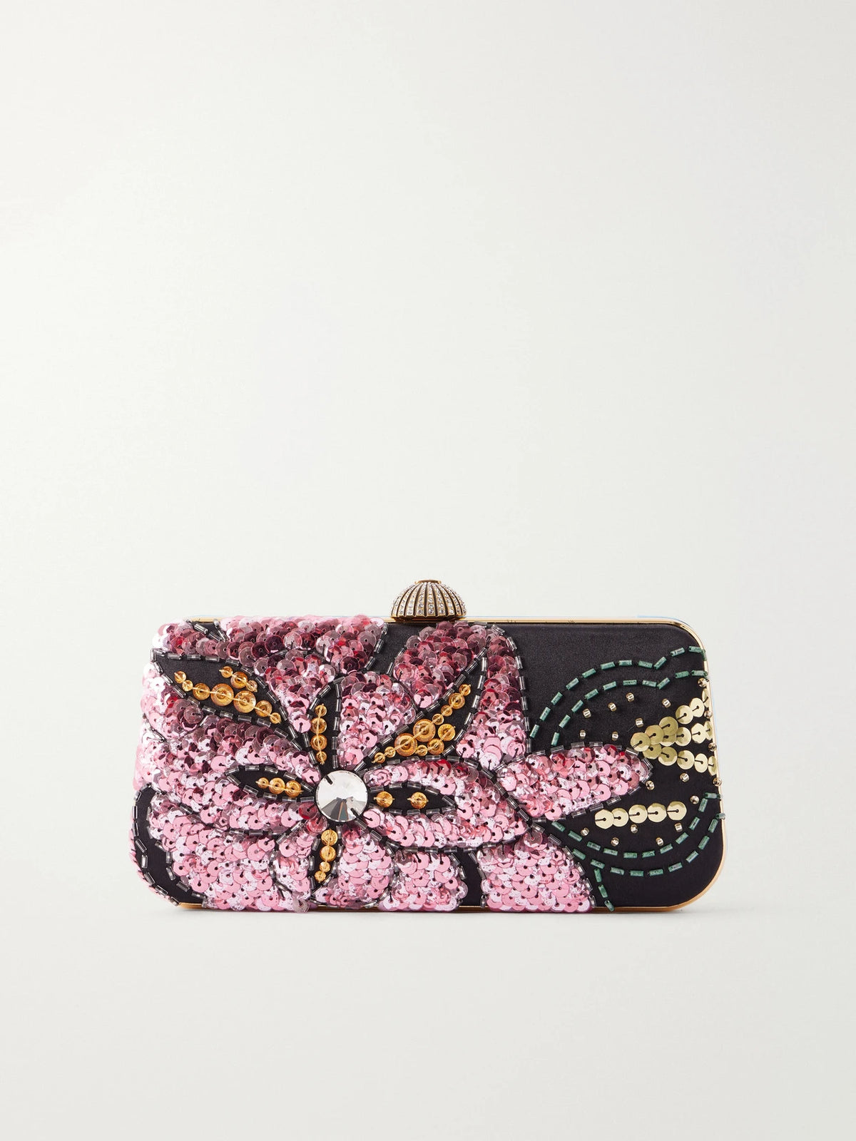 Carry Secrets Minaudière Embellished Satin Clutch