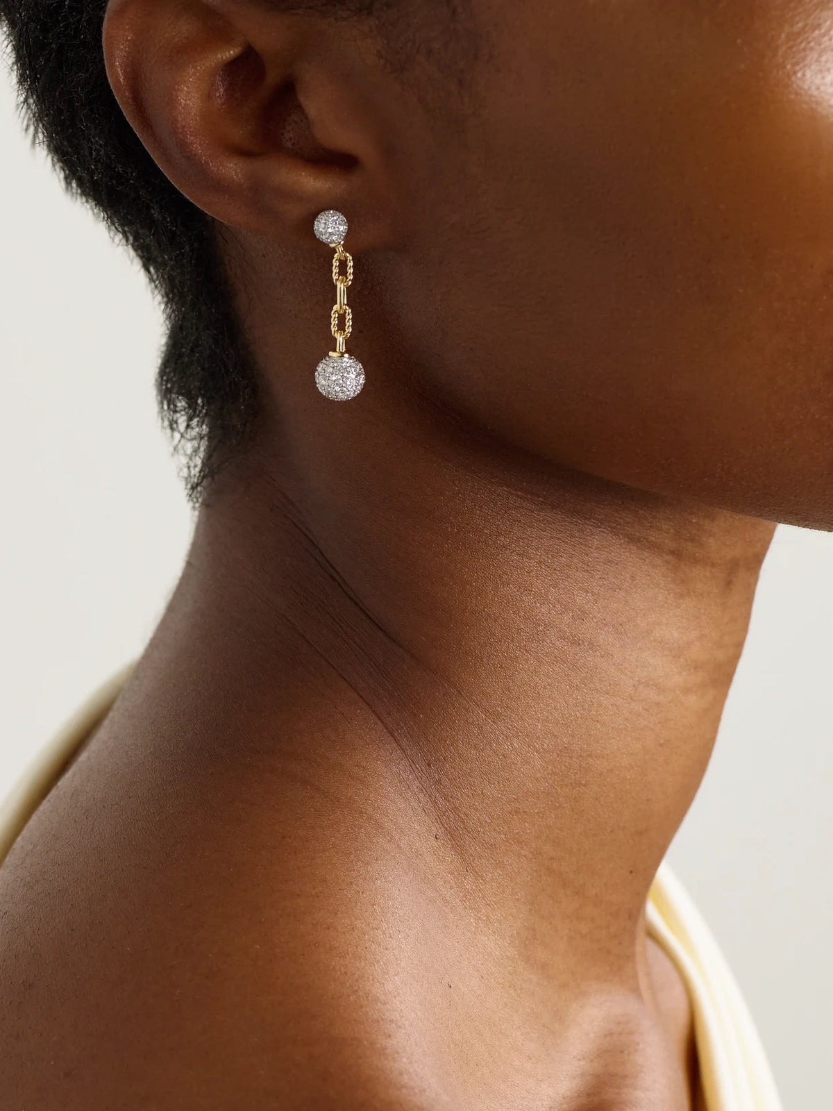 Image of Earrings. Product name - Dy Madison 18-karat Gold Diamond Earrings in Multi colour by brand - David Yurman