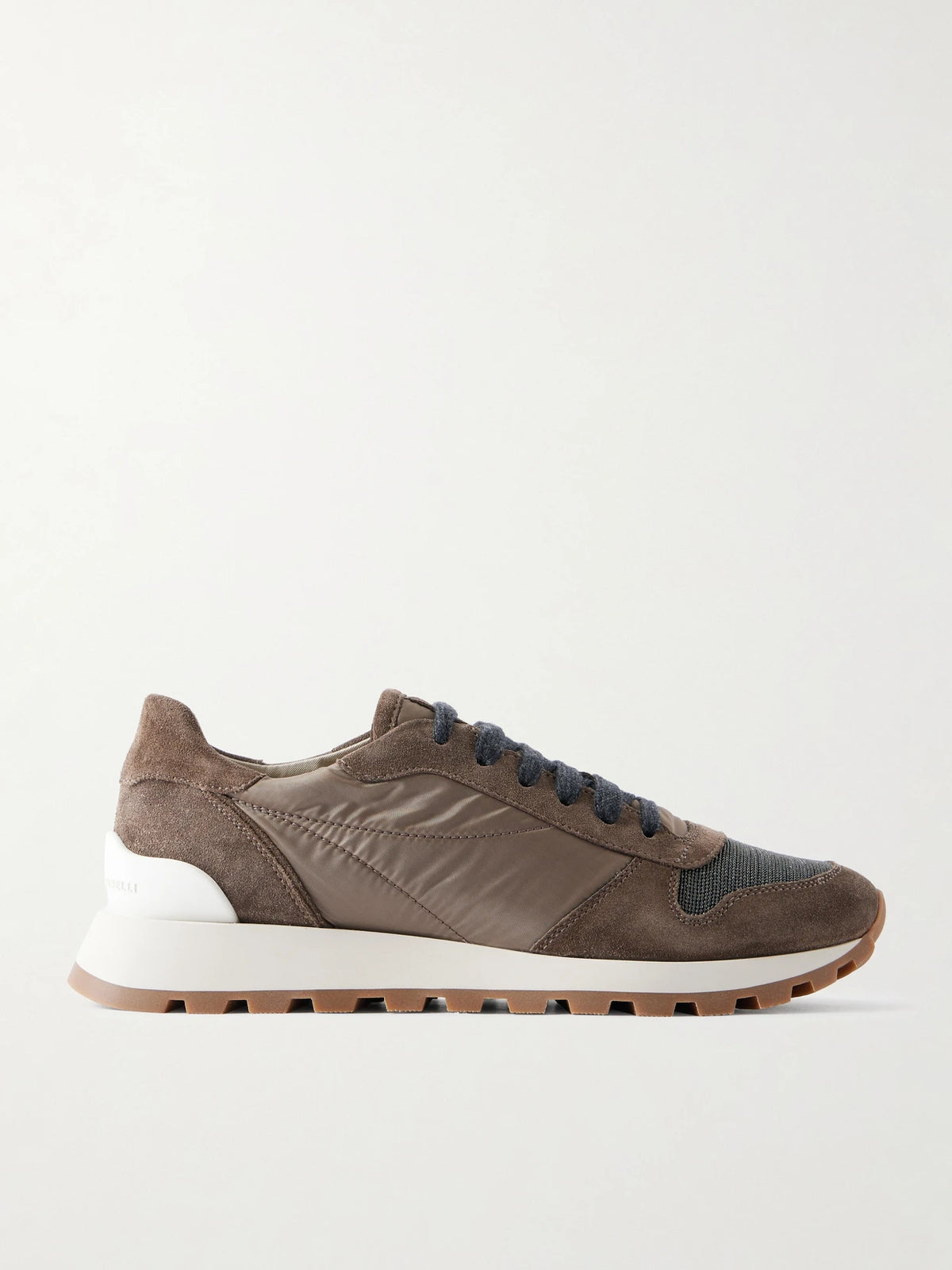 Monilli Runner Bead-embellished Shell And Suede Sneakers