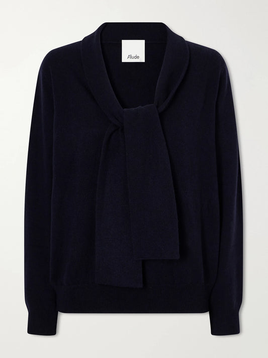 Allude Tie-detailed Wool And Cashmere-blend Sweater