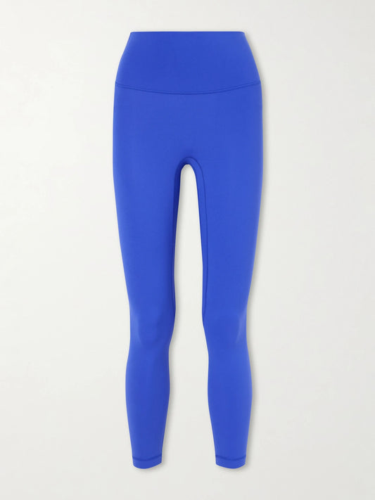 Image of a model wearing Pants. Product name - Align 25" Nulu High-rise Leggings in Blue colour by brand - lululemon
