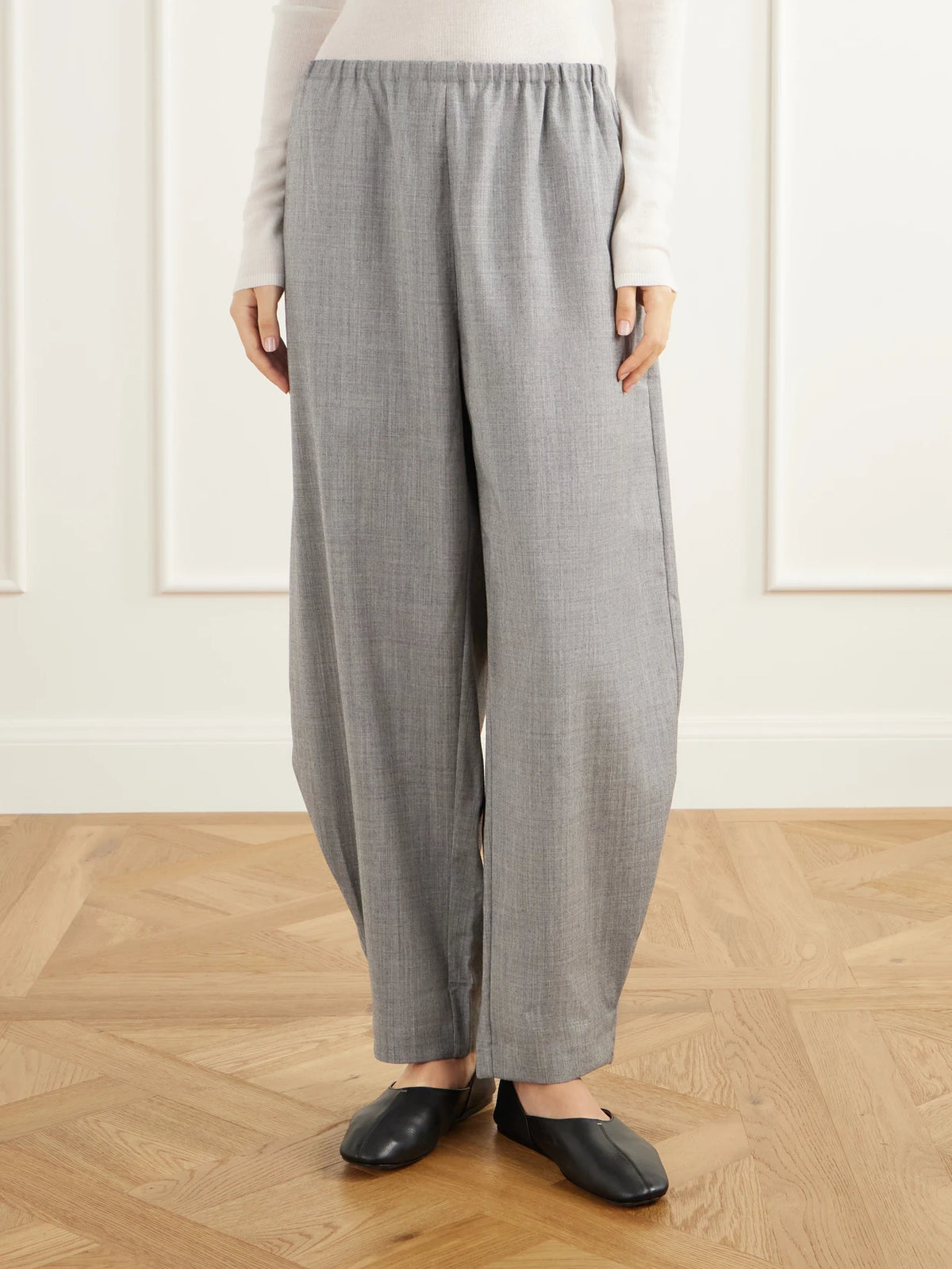 ST. AGNI Wool-blend Woven Barrel-leg Pants