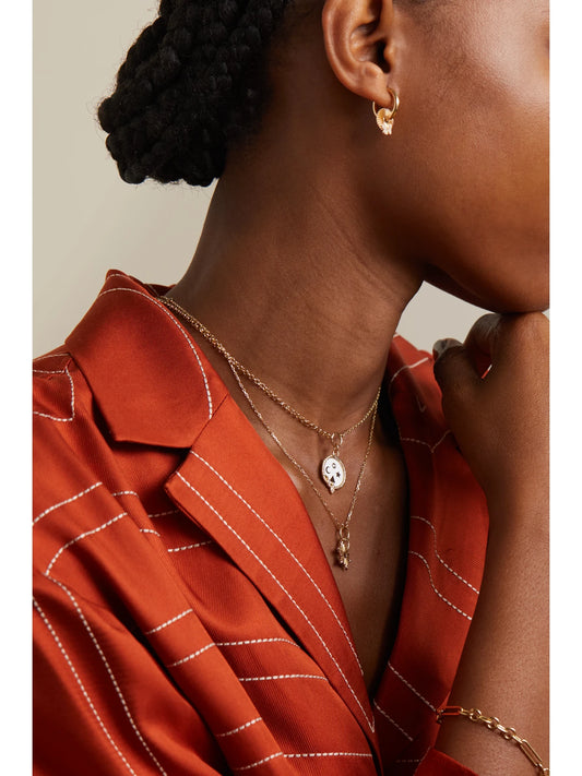 Image of Earrings. Product name - Reverie 18-karat Gold Diamond Single Hoop Earring in Multi colour by brand - FoundRae