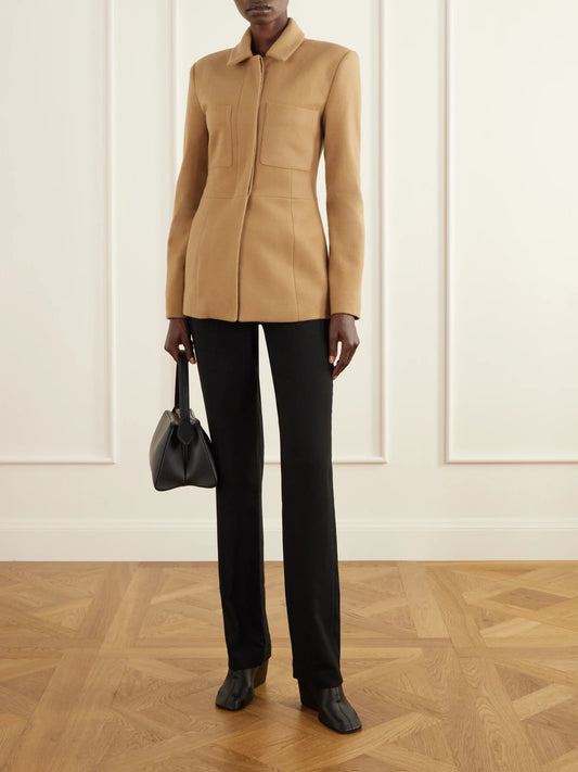 Image of Coats & Jackets. Product name - Eton Paneled Wool And Cashmere-blend Felt Jacket in Camel colour by brand - TOVE