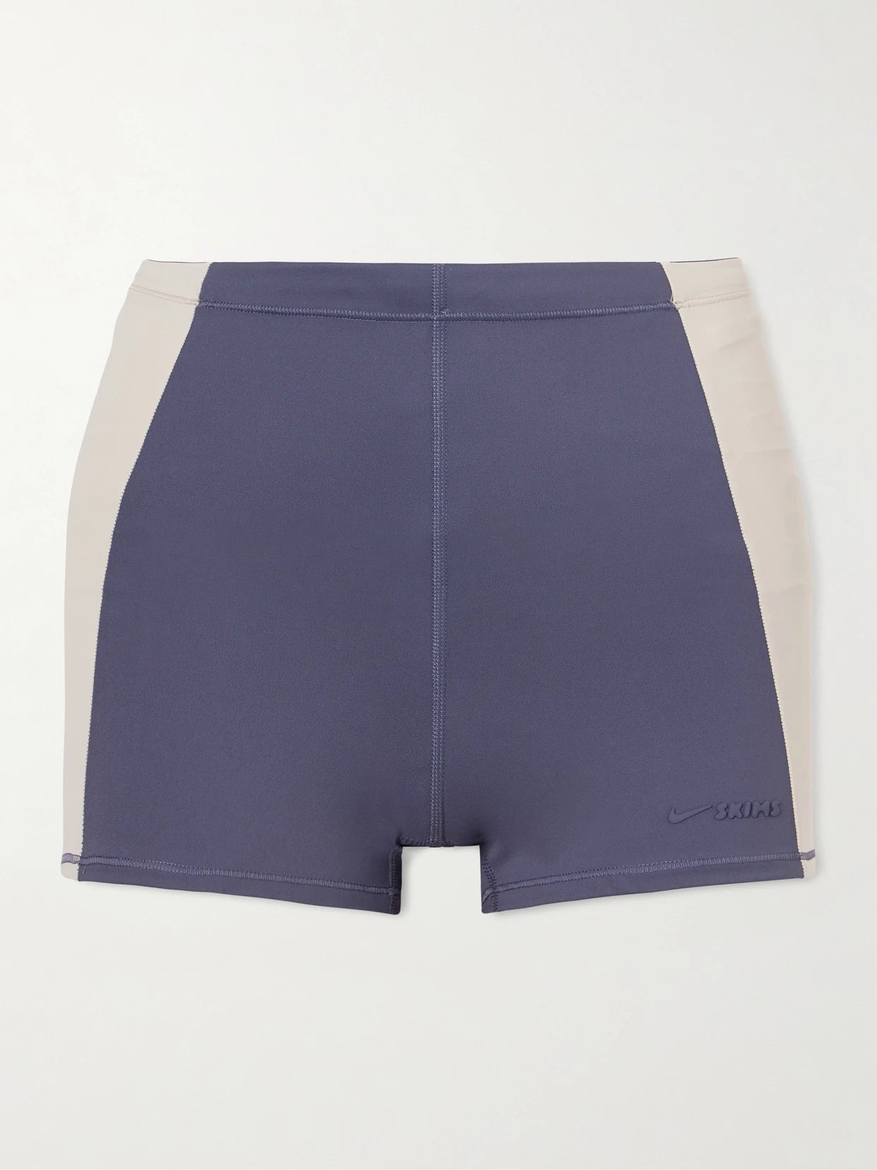 Image of a model wearing Shorts. Product name - + Nike 2" Biker Shorts - Deep Royal And Stone in Blue colour by brand - SKIMS