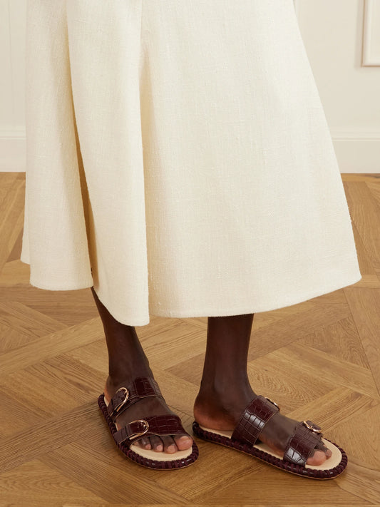 Gabriela Hearst Sage Croc-effect Leather Flats