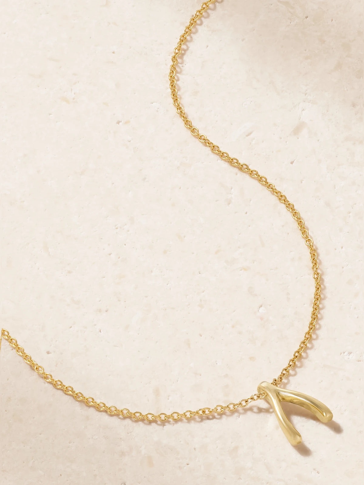 Mini Wishbone 18-karat Gold Necklace