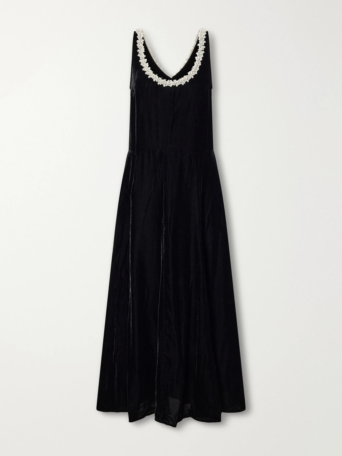 Maria McManus Bead-embellished Velvet Midi Dress