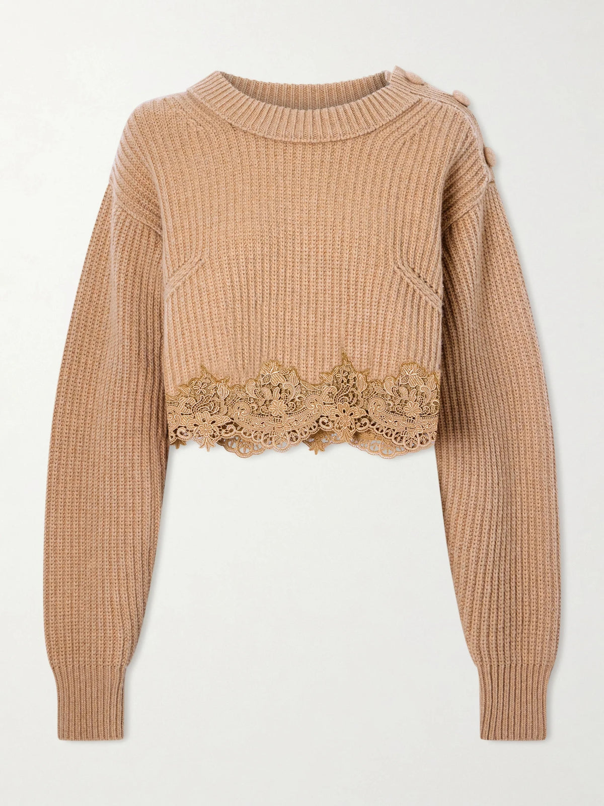 Lace-trimmed Wool And Cashmere-blend Sweater