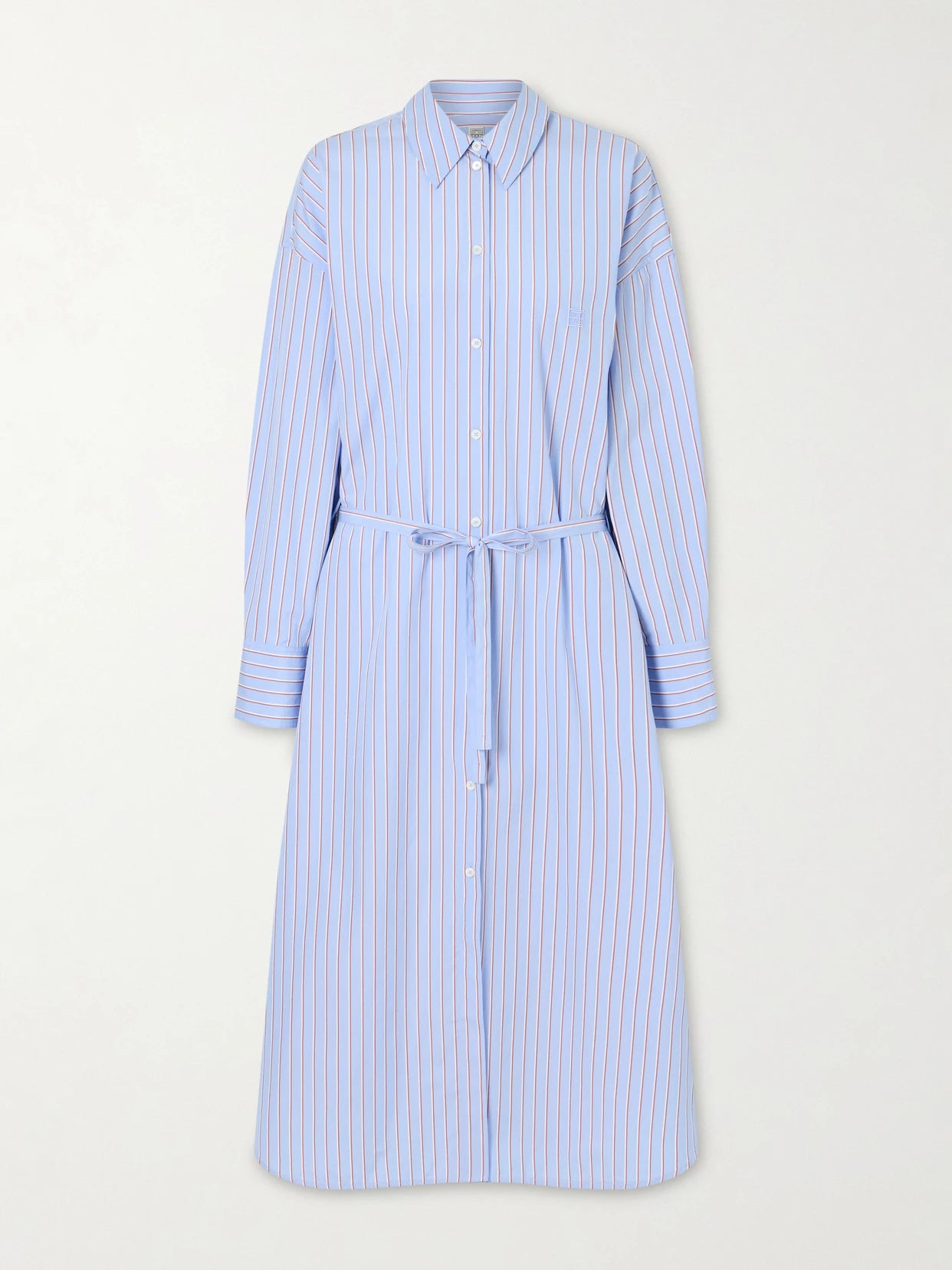 Belted Striped Cotton-poplin Maxi Shirt Dress