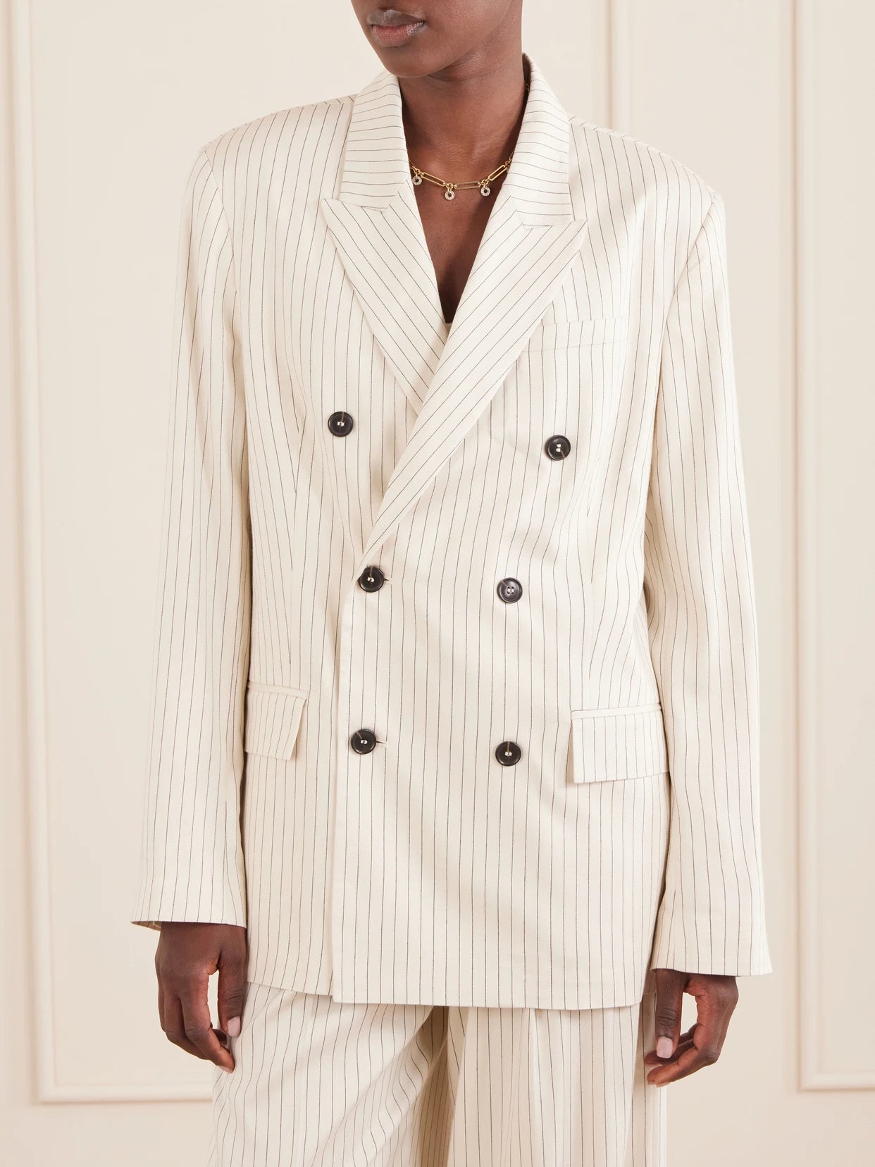 The Avenue Double-breasted Striped Blazer