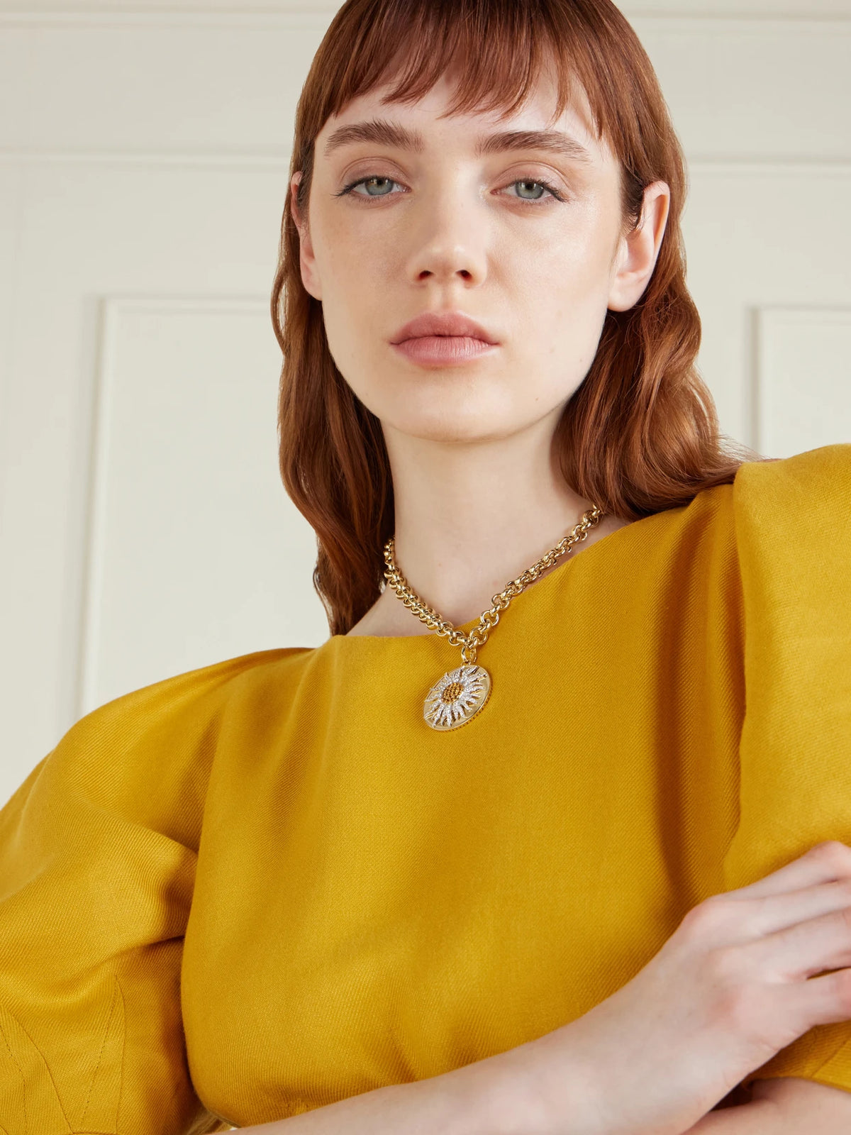 Image of Necklaces. Product name - Roi Soleil 18-karat Gold, Diamond And Citrine Necklace in Multi colour by brand - Yvonne Léon