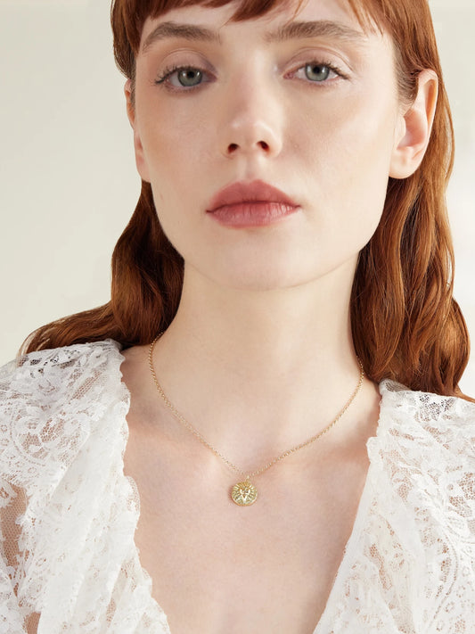 Image of Necklaces. Product name - Little Dream Of Rays 18-karat Gold Pendant Necklace in Multi colour by brand - L'Atelier Nawbar