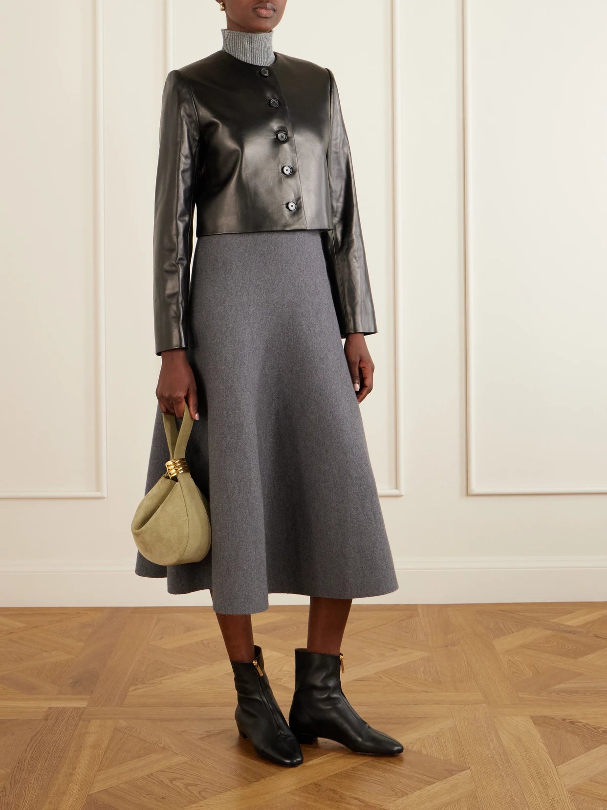 Image of Coats & Jackets. Product name - The Ryder Leather Jacket in Black colour by brand - Brandon Maxwell