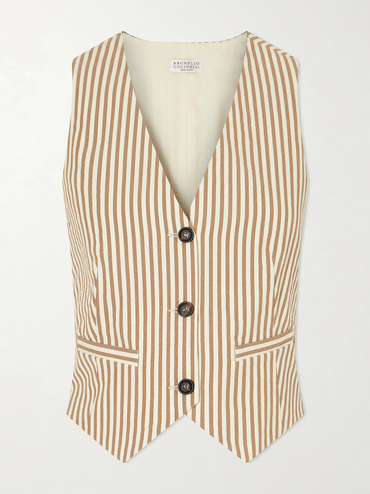 Brunello Cucinelli Striped Cotton-blend Seersucker Vest