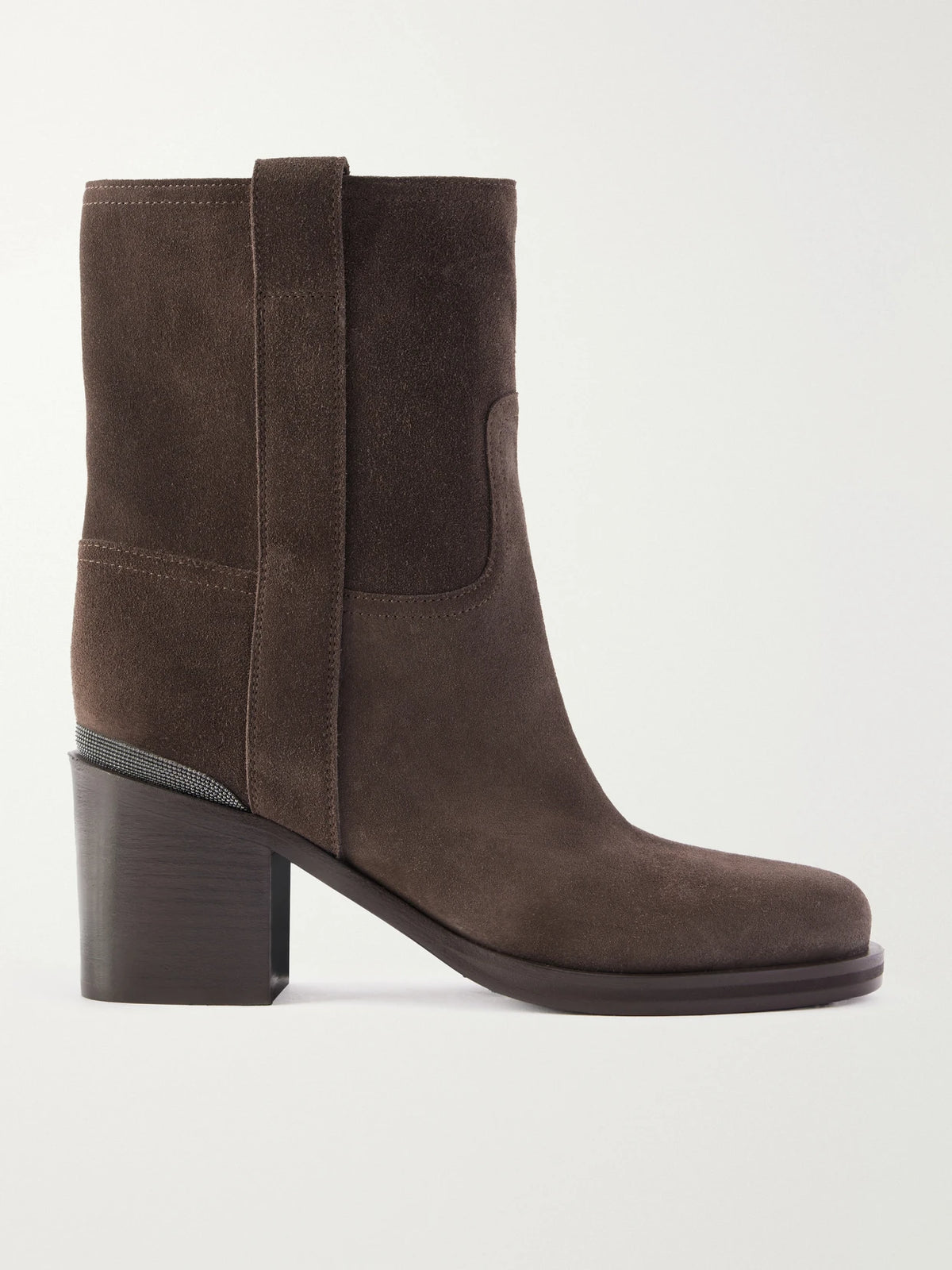 Bead-embellished Suede Ankle Boots